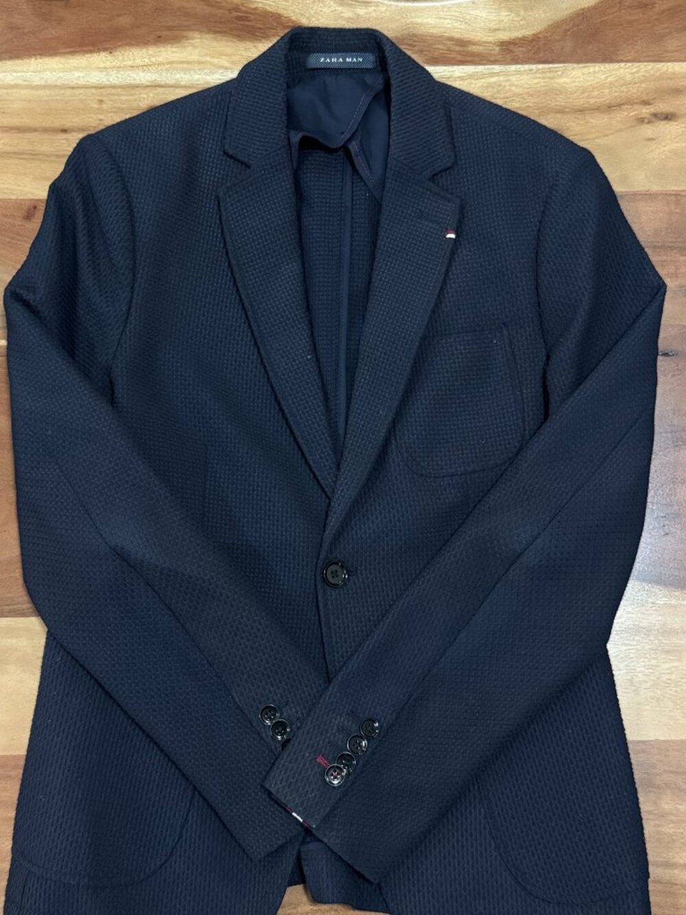 Zara Man navy textured blazer – size S